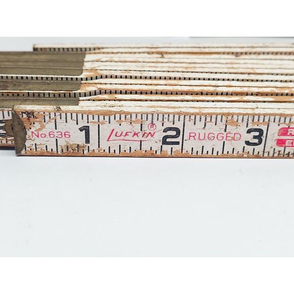 Lufkin No. 636 72" ruler Red End Brick Mason's Wood Folding Spacing vtg - Picture 1 of 8